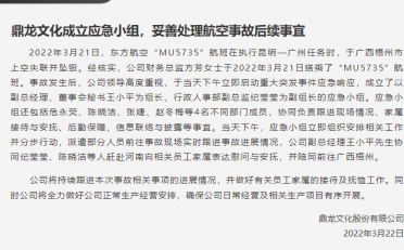 鼎龙文化：财务总监方芳搭乘了MU5735航班，将妥善安排有关员工家属抚恤工作